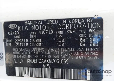2021 Kia Seltos Lx z USA, uszkodzony, nr VIN KNDEPCAAXM7061069